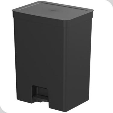 Imagem de Lixeira de pedal trium ou 50l preta com tampa fechada cozinha e escrit