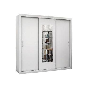 Imagem de Guarda-Roupa Casal Ilhéus 3 Portas de Correr com Espelho 4 Gavetas e 6 Prateleiras Carioca Móveis