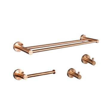 Imagem de Suporte de toalha de parede em aço inoxidável dourado escovado, gancho para roupão de banho, saboneteira, lava-louças, conjunto de banheiro (4 conjuntos B)