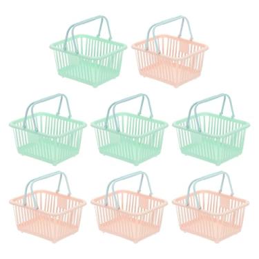 Imagem de PATIKIL 8 peças de cesta pequena de plástico, mini cesta de armazenamento de mercearia pequenas cestas de compras com alça organizadora água filtrada para organizar brinquedos, frutas, legumes