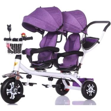 Imagem de Carrinho De Bebê Duplo Infantil Para Bicicleta De Triciclo Duplo 1-3-7 Anos De Idade Leve Grande, A
