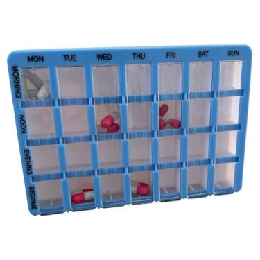 Imagem de Porta Comprimidos Semanal Idoso Fecho Deslizante 4 Doses Dia Vitaminas Pilulas (1)