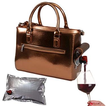 Imagem de Bolsa de vinho isolada e oculta com bolsa de vinho descartável – Primeware Drink Base, Tailgate, Festa, BYOB portátil e sacola de vinho moderna para festas em movimento, Bronze, 1