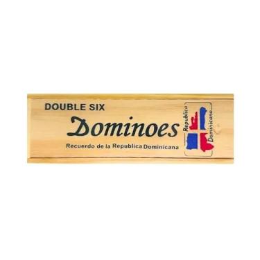 Imagem de Hendel Dominican Republic Flag Engraved Dominoes Double Six in Wooden Box.