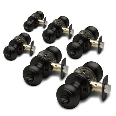 Imagem de Copper Creek CK2020BC-3 Porta com função de passagem colonial 3 maçanetas, acabamento preto