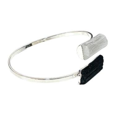 Imagem de Bracelete Pulseira Pedra Selenita Turmalina Negra Ajustável - Equilíbr