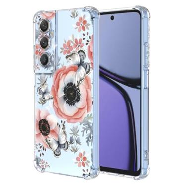 Imagem de RRXSYXL Capa para Oppo Realme C65 4G com estampa floral transparente, capa macia à prova de choque para Oppo Realme C65 4G, borboleta