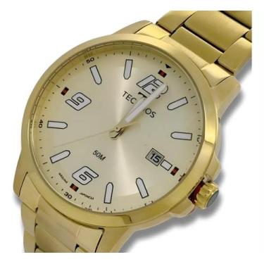 Imagem de Relógio Technos Masculino Dourado Aço Inoxidável Original Nf