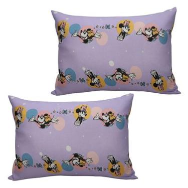 Imagem de Kit 2 Fronhas Mickey E Minnie Infantil Meninas e Meninos 48cm x 68cm P