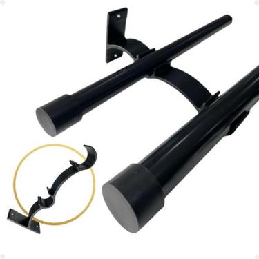 Imagem de Kit 5 Suporte Duplo Comum Perfil Varão Cortina 19.28mm Ilhós Argola In