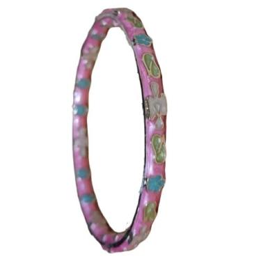 Imagem de Only My Live Home Pulseira fina esmaltada vintage Cloisonne, pulseiras coloridas artesanais tradicionais chinesas ICH para acessórios femininos, Inner Diameter 2.36 inch wide 0.12 inch about, Cobre