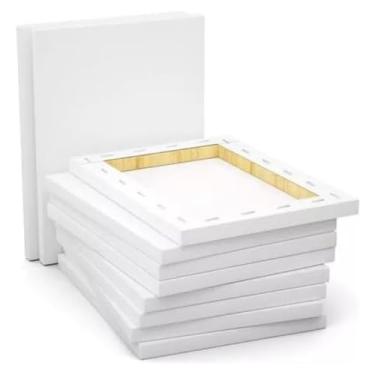 Imagem de Kit 10 Telas de Pintura 20x20cm sem Cavalete Branca Moldura de Madeira