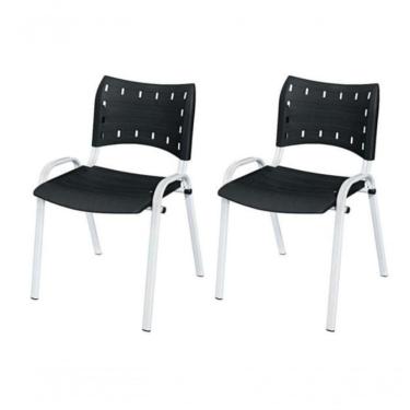 Imagem de Cadeira Iso Base Branco , Escritório Preto - Kit 2 Un