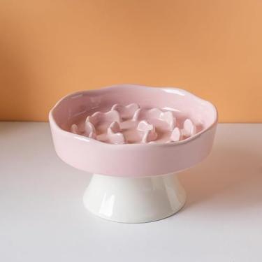 Imagem de KeyChefLab Tigela para cães de alimentação lenta, tigelas de cerâmica elevada para cães e gatos pequenos e médios – tigela de alimentação lenta, itens essenciais para filhotes, suprimentos para