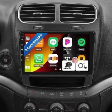 Imagem de [6 + 128 G] Rádio estéreo para carro Android 15 de 8 núcleos para Dodge Journey 2011-2019 e Fiat Freemont 2012-2014 com carro sem fio e Android Auto, rádio automotivo de 22 polegadas com link