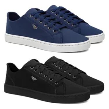 Imagem de Sapatênis Masculino Casual Leve Adulto Kit Dois Pares (Preto e marinho, BR, Adulto, Numérico, 44)