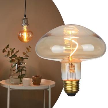 Imagem de Lâmpada LED âmbar regulável E26 3W 2200K 25W, luz de humor ambiente cogumelo amarelo quente 200lm, 110-130V, estilo moderno estilo vintage, lâmpada Edison pendurada decorativa para casa