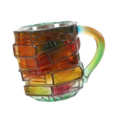 Imagem de ＫＬＫＣＭＳ Caneca de livro pintada em 3D, copo de leitura fofo, enfeite de mesa, xícara de café divertida e divertida, xícara de chá literária, novidade para