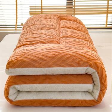 Imagem de Colchões Tatami Japoneses Futon Soft Sherpa Fleece Colchão Japonês Almofada De Cama De Dormir Portátil Para Sofá De Acampamento Em Casa, Yellow, 150 * 200cm