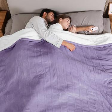 Imagem de Cobertor de aquecimento elétrico tamanho king, cobertor elétrico aquecido com 5 níveis de aquecimento e 10 horas de desligamento automático, cobertor aquecido de pelúcia lavável na máquina 254 x 228