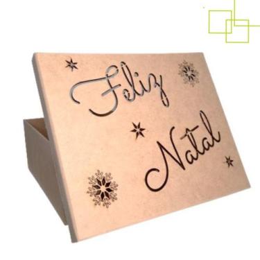 Imagem de Caixa Feliz Natal em MDF Cru com Tampa Embalagem Presente - Expresso d