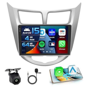 Imagem de Inefala Câmera reserva 4G 64G para Hyundai Accent Verna Solaris 2010-2016 Radio CarPlay 22.9 cm Incell Touchscreen Estéreo para carro Android 15 Android Auto Bluetooth 5.0 GPS WiFi 18UI