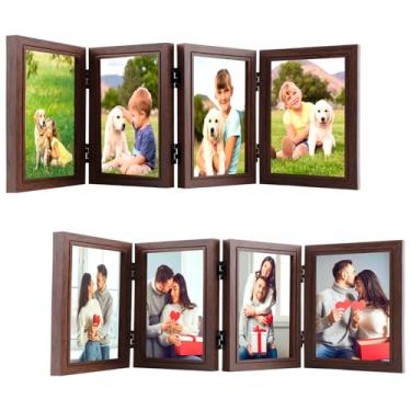 Imagem de ZJRDYYK Pacote com 2, 4 molduras dobráveis com dobradiça, 10 x 15 cm, molduras dobráveis para decoração de casa de mesa