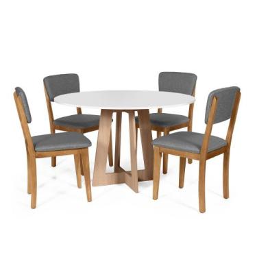 Imagem de Mesa de Jantar Redonda Montreal Bran/Jade com 4 Cadeiras Estofadas Ell