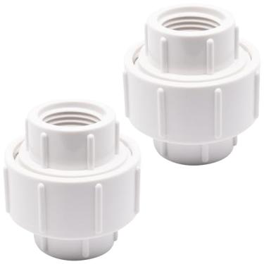 Imagem de BENLIUDH Conexões de união de tubos de PVC de 1/5.1 cm, conectores de PVC, adaptador de acoplamento de rosca fêmea (1/5.1 cm, 2 peças)