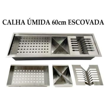 Imagem de Calha Úmida Gourmet Canal Organizador Escorredor Inox 60Cm - Stillus H