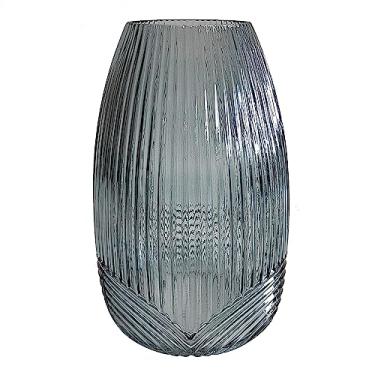 Imagem de VASO DECORATIVO EM VIDRO - AZUL ACINZENTADO - 16X16X25CM