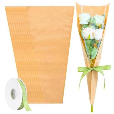 Imagem de Papel de embrulho para buquê de flores VOCAON 50PCS com fita Kraft