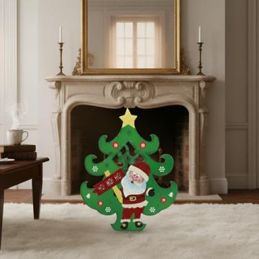 Imagem de Placa Decorativa de Natal com Glitter, Isopor e Papelão, Árvore com Papai Noel 35x28cm ou Papai Noel 38,5x22,5cm, Base de Apoio (ARVORE)