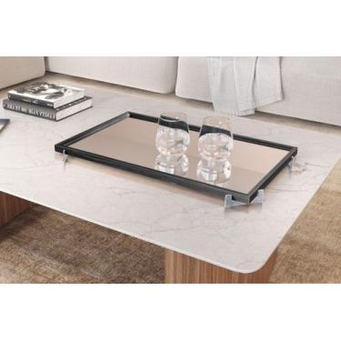 Imagem de Bandeja Decorativa Gala Cromado com Espelho - Larflex, Ébano