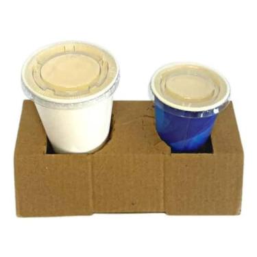Imagem de Kit 100 Und Porta Copos Para Delivery De Papelão Separável - Papeltec 