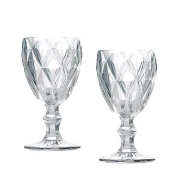 Imagem de Jogo 2 Taças de Vidro Cor Transparente Diamante Clear p/ Água Vinho Cl