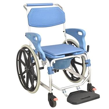 Imagem de Cadeira de vaso sanitário, cadeira de vaso sanitário com rodas, cadeira de cabeceira com rodas, cadeira de rodas de transporte de vaso sanitário móvel para idosos e deficientes, 150 kg