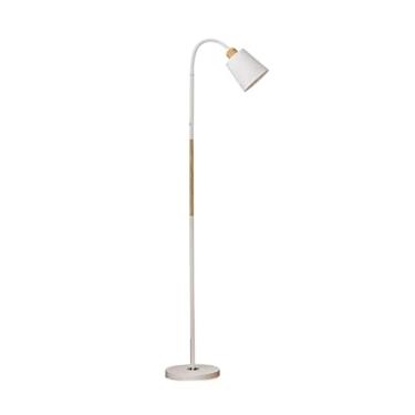 Imagem de BWKVATPO Candeeiro de pé alto lâmpadas de chão branco preto cor de madeira luminária de chão moderna luminária de pé de canto simples lâmpada de poste alto