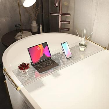 Imagem de Bandeja de mesa de banho, corrimão antiderrapante e elevado, banho sobre o banho, leitura e organizador de laptop, bandeja de banheira de acrílico com alças douradas para amantes de spa (80 cm)