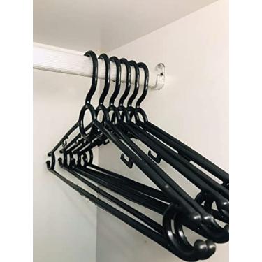 Imagem de kit 30 Cabides adulto preto reforçado, cabide argola para organizar roupas