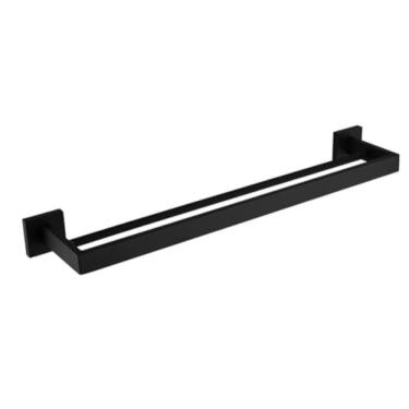 Imagem de Kit de acessórios de hardware de banheiro preto fosco prateleira de parede barra de toalhas trilho cabide roupão escova de vaso sanitário rolo suporte de papel, toalha MB 2 barras (toalha MB 2 barras)