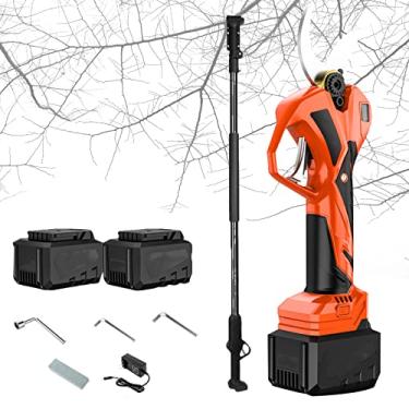 Imagem de Tesouras de poda elétricas sem fio profissionais Tesouras de poda com haste de extensão de alto alcance de 200 cm, Tesouras de poda sem fio para jardinagem Podador de árvores sem fio, diâmetro de co