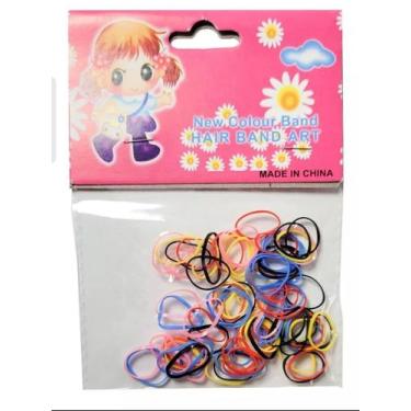 Imagem de 50 elásticos liguinha silicone coloridas - Hair band art