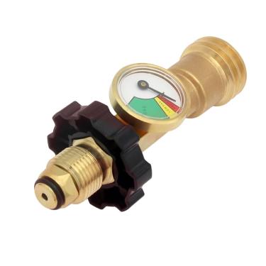 Imagem de Hooshing Adaptador de tanque de propano de ajuste universal com medidor converte válvula de serviço de tanque POL LP para QCC1/Tipo 1 com chave antiga para nova conexão para RV, churrasqueira a gás