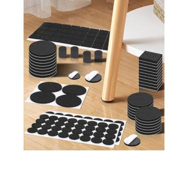 Imagem de Almofadas de feltro para móveis de 300 peças, almofadas de móveis para proteger pisos de madeira, protetor de piso autoadesivo antiarranhões para pernas de móveis de madeira preta