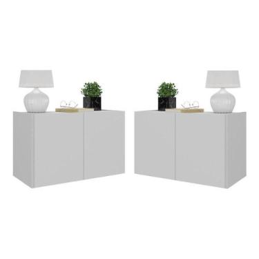 Imagem de Kit 2 Mesas De Cabeceira Suspensas 2 Portas Multimóveis Mp4137 Branco 
