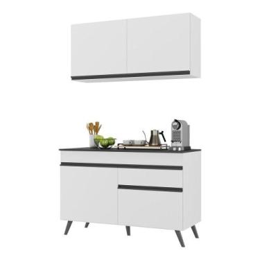 Imagem de Armário De Cozinha Compacta 120cm Veneza Multimóveis V3687 Branco/pret