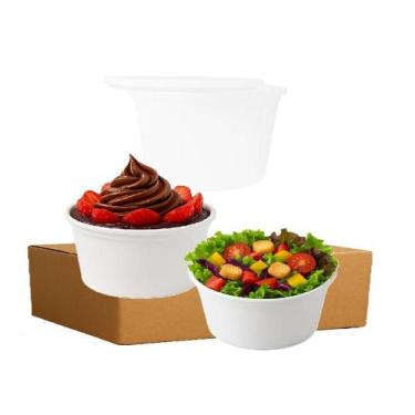 Imagem de Pote PP com Tampa Lacre 600 Ml Redondo Branco 348 unidades - Brasilpac