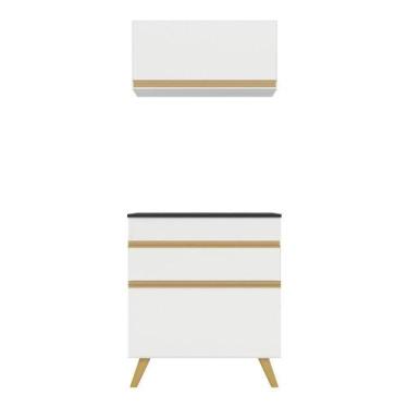 Imagem de Conjunto Lavanderia Multiuso Armário E Balcão Branco - MULTIMOVEIS