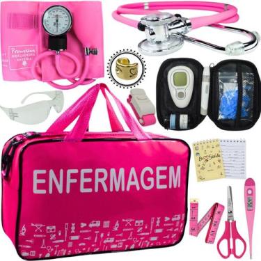 Imagem de Kit Bolsa Aparelho de Pressão Esfigmomanômetro Medidor Enfermagem Prem